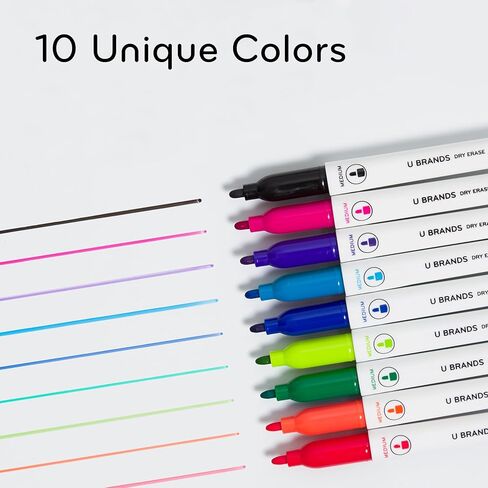 U Brands Dry Erase Markers with Erasers, Set of 8, Assorted Pastel Colors, Low-Odor, Medium (2 mm) Point in Kuwait