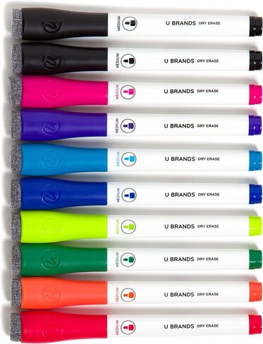 U Brands Dry Erase Markers with Erasers, Set of 8, Assorted Pastel Colors, Low-Odor, Medium (2 mm) Point in Kuwait