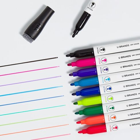 U Brands Dry Erase Markers with Erasers, Set of 8, Assorted Pastel Colors, Low-Odor, Medium (2 mm) Point in Kuwait