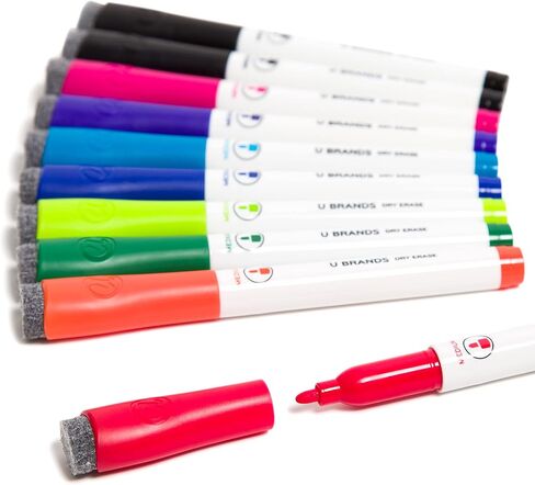 U Brands Dry Erase Markers with Erasers, Set of 8, Assorted Pastel Colors, Low-Odor, Medium (2 mm) Point in Kuwait