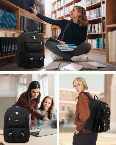حقيبة ظهر جامعية من LOVEVOOK للنساء تناسب جهاز كمبيوتر محمول مقاس 15.6 بوصة، حقيبة ظهر جمالية لطيفة لأعمار من 14 إلى 16 عامًا، حقيبة ظهر للعمل بسعة كبيرة للسفر لمعلمة التمريض، خيكي in Kuwait