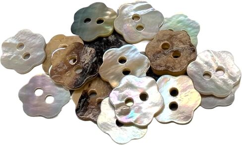 Natural Nacar Pearl Shell Buttons - Nacre - Concha - AKOYA - 2 Holes Round Sewing Buttons - Iridisdent Color - Produced and Shipped from Spain (37 mm) in Kuwait