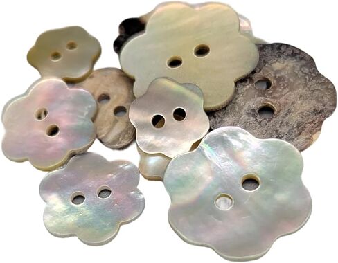 Natural Nacar Pearl Shell Buttons - Nacre - Concha - AKOYA - 2 Holes Round Sewing Buttons - Iridisdent Color - Produced and Shipped from Spain (37 mm) in Kuwait