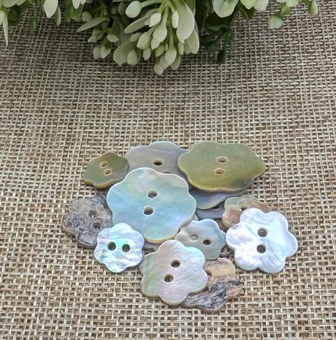 Natural Nacar Pearl Shell Buttons - Nacre - Concha - AKOYA - 2 Holes Round Sewing Buttons - Iridisdent Color - Produced and Shipped from Spain (37 mm) in Kuwait