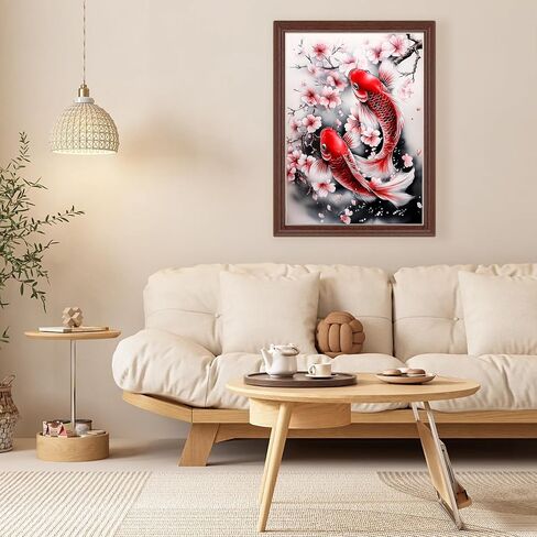 Lxmsja Koi Fish Miamond Art Kits للبالغين ، ومشهد الأسماك DIY الكامل الحفر مجموعات الطلاء الماس للمبتدئين ، الحرف الفنية للأحجار الكريمة 5D للبالغين ، ديكور الجدار المنزلي 12x16 بوصة in Kuwait