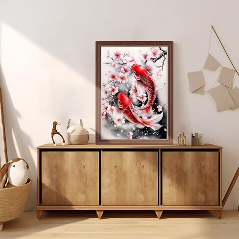 Lxmsja Koi Fish Miamond Art Kits للبالغين ، ومشهد الأسماك DIY الكامل الحفر مجموعات الطلاء الماس للمبتدئين ، الحرف الفنية للأحجار الكريمة 5D للبالغين ، ديكور الجدار المنزلي 12x16 بوصة in Kuwait