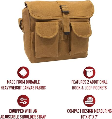 Rothco Canvas Ammo Crossbody Shoulder Bag, Coyote Brown in Kuwait