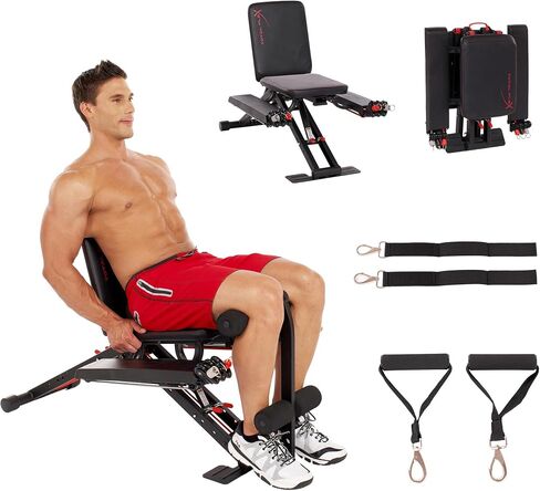 L with Performance Pack Folding Weight Bench & Exercise Bench Press Rack - Fitness Benches, Gym Bench for Home, Workout Bench - Multi Gym Strength Training Equipment, Portable Gym Equipment in Kuwait