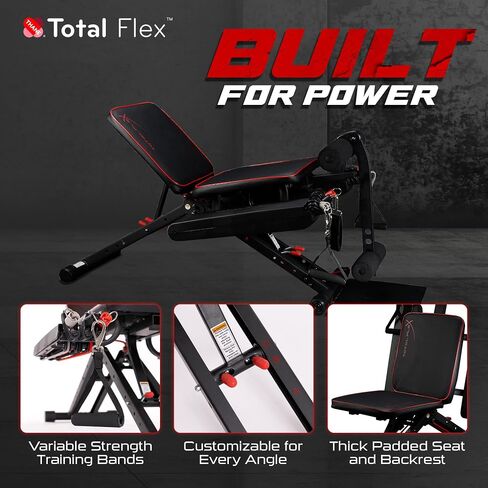 L with Performance Pack Folding Weight Bench & Exercise Bench Press Rack - Fitness Benches, Gym Bench for Home, Workout Bench - Multi Gym Strength Training Equipment, Portable Gym Equipment in Kuwait