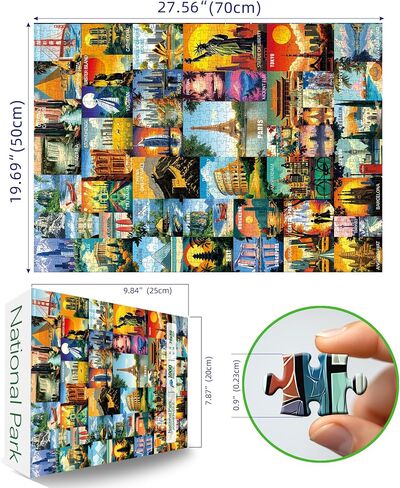 Animal Jigsaw Puzzles for Adults 1000 Pieces Nature Wildlife Scene with Elephants Lion Tiger Giraffes Flamingos Puzzle Family Challenging Funny Puzzle Perfect for Game Nights (27.5"X19.6") in Kuwait