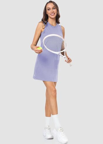 فستان Hiverlay بدون أكمام للسيدات بدون أكمام، فستان رياضي للتنس، عامل حماية من الأشعة فوق البنفسجية 50+، فستان كاجوال خفيف الوزن للتمرين in Kuwait