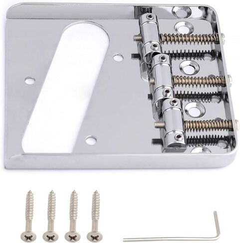 Guitar Bridge Tailpiece 3 Pcs Brass Saddles Bridge Top or Bottom Load Ashtray Style for Vintage Tele Telecaster Style Electric Guitar Parts Chrome. in Kuwait