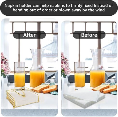 3PCS Napkin Holders for Paper Napkins, Modern Flat Napkin Holder Square Paper Napkins Holders with Weighted Arm for Kitchen Tables, Black Metal Napkin Dispenser for Farmhouse, Dinner, Outdoor in Kuwait