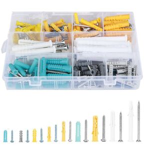 Drywall Anchors Pack - 6 Plastic Wall Anchors - Organizer Box Included - Screws and Anchors, Wall Anchors (6)