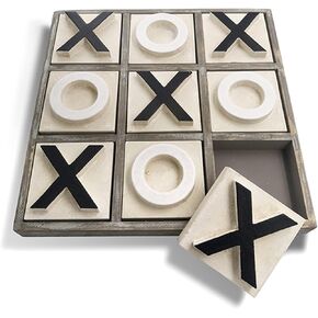 Jevergn 12.6 "لعبة Tic Tic Tic Tic Wooden كبيرة ، لعبة طاولة القهوة الريفية ، Wood Farmhouse Tic Tac Toe Board Decor