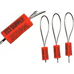 100 Cable Seals Numbered Security Tags - Pull Tight Steel Wire Seals Truck Seals Metal Trailer Seals Metal Truck Seal Tamper Seals Security Seal Tags Load Freight Container Seals Wire Ties