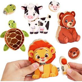 Huzu Easter Snap Builders ، Bunny ، Carrot ، Egg ، Tick Wooden Puzzle Toy ، Take-Hyp و Mix and Match ، 3 4 5 6 7 7 8 سنوات أطفال Montessori STEM Skill Skill