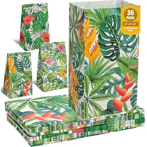 VGOODALL 36PCS LUAU HAWAII Party Party Favor ، 4.7 "x3.1" x8.7 "حقائب الهدايا الورقية Aloha مع ملصقات للحلوى ، والعلاج ، والأحزاب الاستوائية الصيفية.