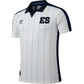 Umbro El Salvador 2024 Fourth Jersey - Represent Your Salvadorian Culture, Heat-Applied ES Badge, Official Licensed Product (US, Alpha, Small, Regular, Regular, White)
