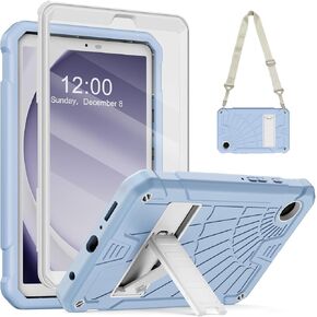 حافظة SIBEITU Galaxy Tab A9 Plus مقاس 11 بوصة 2023 موديل SM-X210/X216/X218 مع مسند واقي للشاشة، غطاء متين مقاوم للصدمات مع حزام كتف لجهاز Samsung Galaxy Tab A9+ Plus | أسود