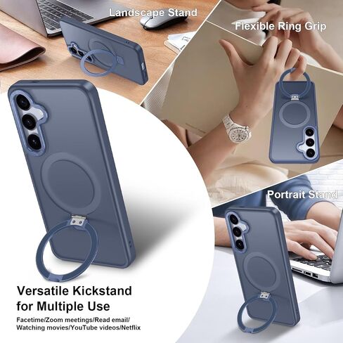 STERKER Magnetic Ring Stand for Samsung Galaxy S23 Case [Military Grade Drop Protection][Compatible with Magnetic] with Kickstand, Matte Translucent Slim Case for S23, Light Blue in Kuwait