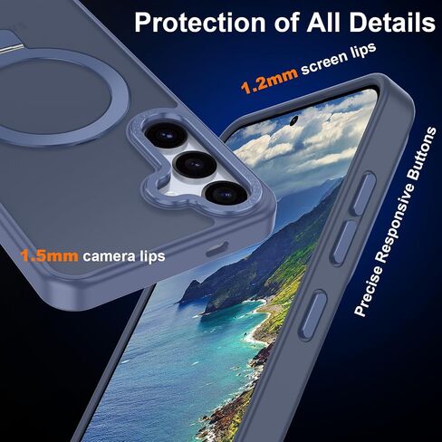 STERKER Magnetic Ring Stand for Samsung Galaxy S23 Case [Military Grade Drop Protection][Compatible with Magnetic] with Kickstand, Matte Translucent Slim Case for S23, Light Blue in Kuwait
