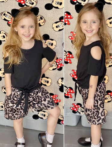 Arshiner Girls Short Sets 2 Pieces Outfits Short Sleeve Tie Knot T-Shirts and Casual Shorts With Pockets Cute Clothes Sets in Saudi Arabia
