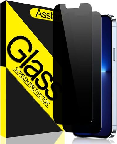 Asstar [2 Pack] Privacy Screen Protector for iphone 14 Pro Max 6.7",9H Shatterproof Tempered Glass Screen Protector for iphone 14 Pro Max(Only),Case Friendly Accessories Military-Grade Protection in Saudi Arabia
