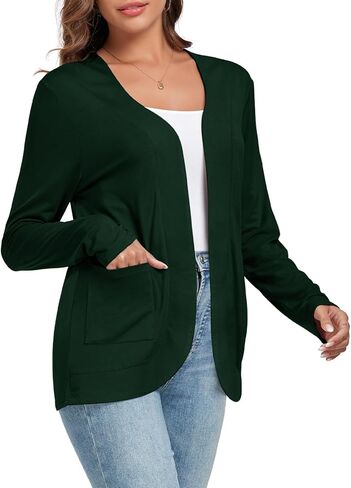 سترة نسائية خفيفة الوزن من TownCat مع جيوب وأكمام طويلة ومفتوحة من الأمام للنساء in Kuwait