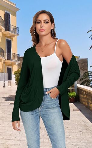 سترة نسائية خفيفة الوزن من TownCat مع جيوب وأكمام طويلة ومفتوحة من الأمام للنساء in Kuwait