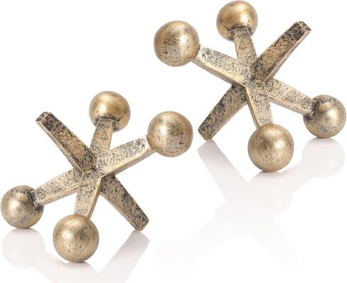 Retro Silver Jack Knick Knacks for Shelves(Set of 2) Silver Small Decor Items, Silver Accent Table Decor, Lightweight Resin Material Decorative Jack Ball in Saudi Arabia