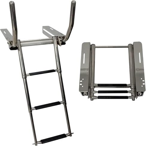 MARINE CITY 316 Stainless Steel Under Platform telescoping Retractable Handrail 4 Steps Ladder for Boat Yacht in Saudi Arabia