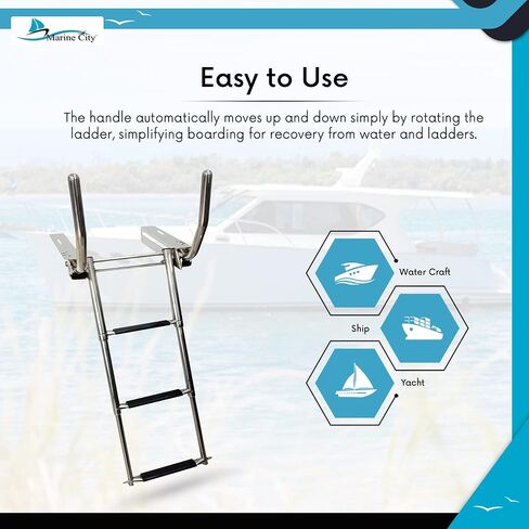 MARINE CITY 316 Stainless Steel Under Platform telescoping Retractable Handrail 4 Steps Ladder for Boat Yacht in Saudi Arabia