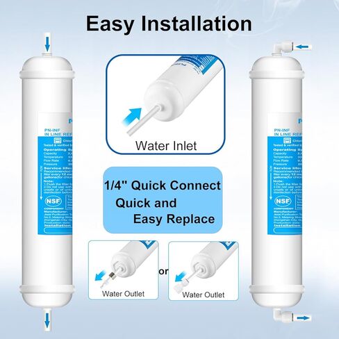 طقم فلتر مياه مضمن للثلاجة وصانع الثلج، استبدال فلتر كربون بعد التوصيل السريع 1/4 بوصة لنظام مياه التناضح العكسي مع صمام مياه التغذية، خط مياه وتركيبات 1/4 بوصة in Kuwait