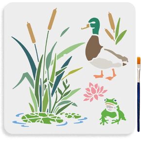 Mayjoydiy Crow Branch Dervination Stencils 11.8 × 11.8 بوصة الغراب الكبير على الإستنسل الفرعي مع قالب رسم الطيور بدائية للفرشاة للفرشاة الخشبية للأثاث
