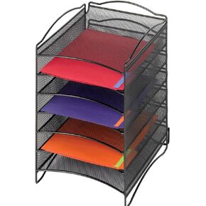 Safco Onyx Mesh 8 -Tier Vertical Desktop Organizer | Steel Mesh Construction | Portable Tabletop Organizer | White Powder Coat Finish | Space Saving Design for Home Office & Classroom