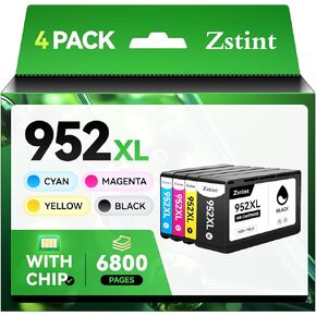 952XL Ink Cartridges 4 Pack High Yield with Chip Replacement for HP 952 952XL Compatible Work with OfficeJet Pro 7740 7720 8210 8216 8702 8710 8720 8740 8715 8725 8730 8700 Inkjet Printer Black Color