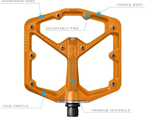 Crankbrothers Stamp 7 دواسات دراجة جبلية كبيرة - إصدار فضي - منصة مقعرة محسنة MTB Enduro Trail BMX - زوج مسطح من دواسات الدراجة الجبلية (تتضمن دبابيس قابلة للتعديل) in Kuwait