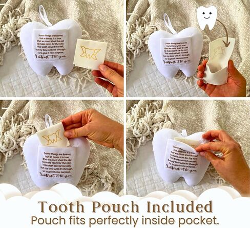 20 Moments of Tooth Squishie Tooth Fairy Pillow with Pocket and Poem to invite Tooth Fairy - Tooth Fairy Tooth Holder Plushie in Saudi Arabia