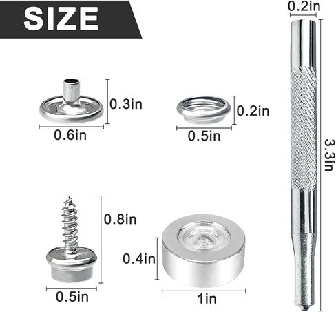 Ezyoutdoor 100 مجموعة أدوات السحابات Snaph Snap مع 4 أدوات ، أزرار Snap Metal 12.5 ملم للملابس والسترات والجينز والحقائب in Kuwait
