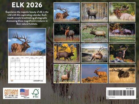 Elk Calendar 2025 Monthly Wall Calender 12 Month | American Made In The USA in Kuwait