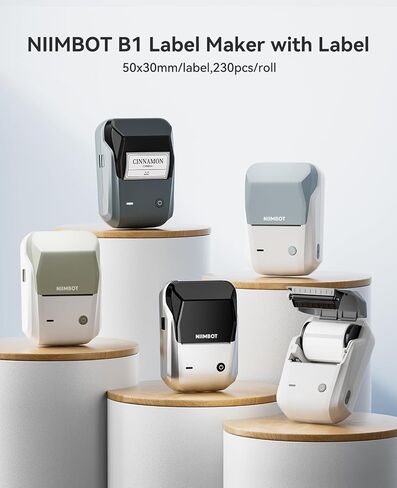 آلة صانع الملصقات Niimbot B1 مع شريط ، طابعة تسمية حرارية سهلة الاستخدام للمكتب ، المنزل ، الأعمال ، صانع الملصقات 2 بوصة مع 2 'x1.18' 'abels-230pcs/roll in Kuwait