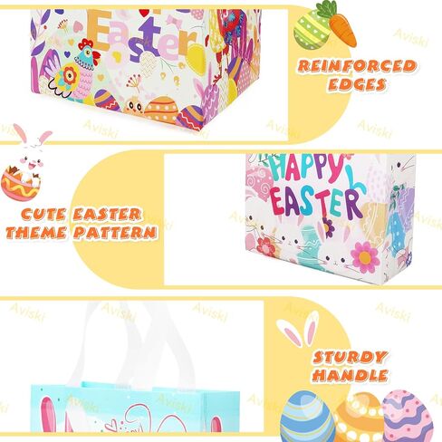 6pcs أكياس Happy Easter East Egg Hunt ، أحجام متنوعة ، أكياس هدايا جزر البيض أرنب عيد الفصح مع مقابض ، وأكياس عيد الفصح ، وأكياس عيد الفصح غير المنسوجة متعددة الوظائف للهدايا الملتفة ، ولعبة الصيد البيض ، وعيد الفصح in Kuwait