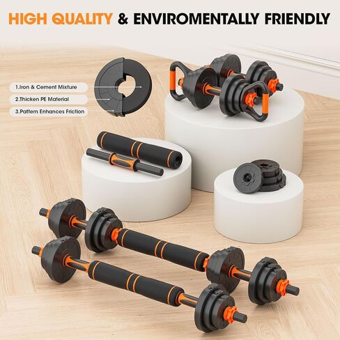 Adjustable Dumbbell Set 20LBS/50LBS/70LBS Free Weights Dumbbells,4 in1 Weight Set,Dumbbell, Barbell, Kettlebell, Push-up, Home Gym Fitness Workout Equipment for Men Women in Saudi Arabia