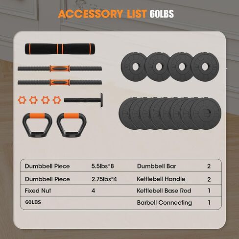 Adjustable Dumbbell Set 20LBS/50LBS/70LBS Free Weights Dumbbells,4 in1 Weight Set,Dumbbell, Barbell, Kettlebell, Push-up, Home Gym Fitness Workout Equipment for Men Women in Saudi Arabia