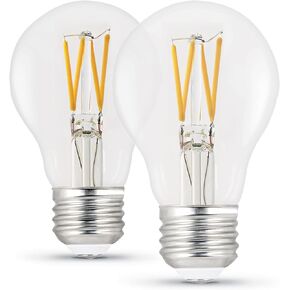 لمبة إضاءة Feit Electric LED Clear A19 متوسطة الحجم - ما يعادل 60 وات - عمر 15 عامًا - 810 لومن - 2700 كلفن أبيض ناعم - قابل لتعديل الضوء | 4 حزمة