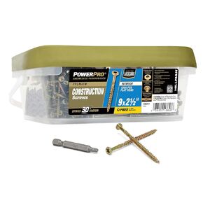 48591 Wood Screws, #9 x 2-1/2, Premium Star Drive Indoor Cabinet Screws, Gold Yellow Zinc, 5lb Tub