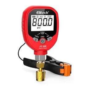 مجموعة قياس التيار المتردد الرقمية من Elitech، مقاييس HVAC، مراقبة التطبيقات مع مشابك درجة الحرارة 1/8 بوصة NPT، PT-500&PT-800