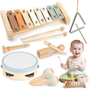 Vanplay Montessori Toys for 1 Year Old Girls Gifts: 6 in 1 Musical Instruments for Toddlers 1-3, Infant Music Toy for Babies 6-12-18 Months with Boho Xylophone, Birthday Gifts for 1 2 3 Year Old Boys