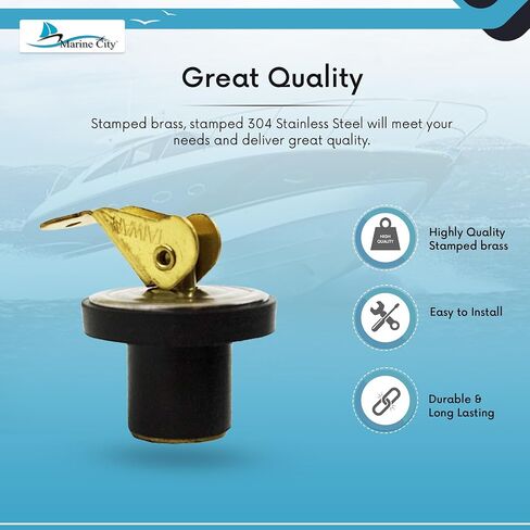 سدادات MARINE CITY Snap Lock Baitwell سدادة تصريف قوية ومتينة ذات لمسة نهائية دقيقة مع تصميم مبتكر 1/2 بوصة للقوارب - اليخوت - قوارب الكاياك - مشاة البحرية (عبوة من قطعتين) in Saudi Arabia